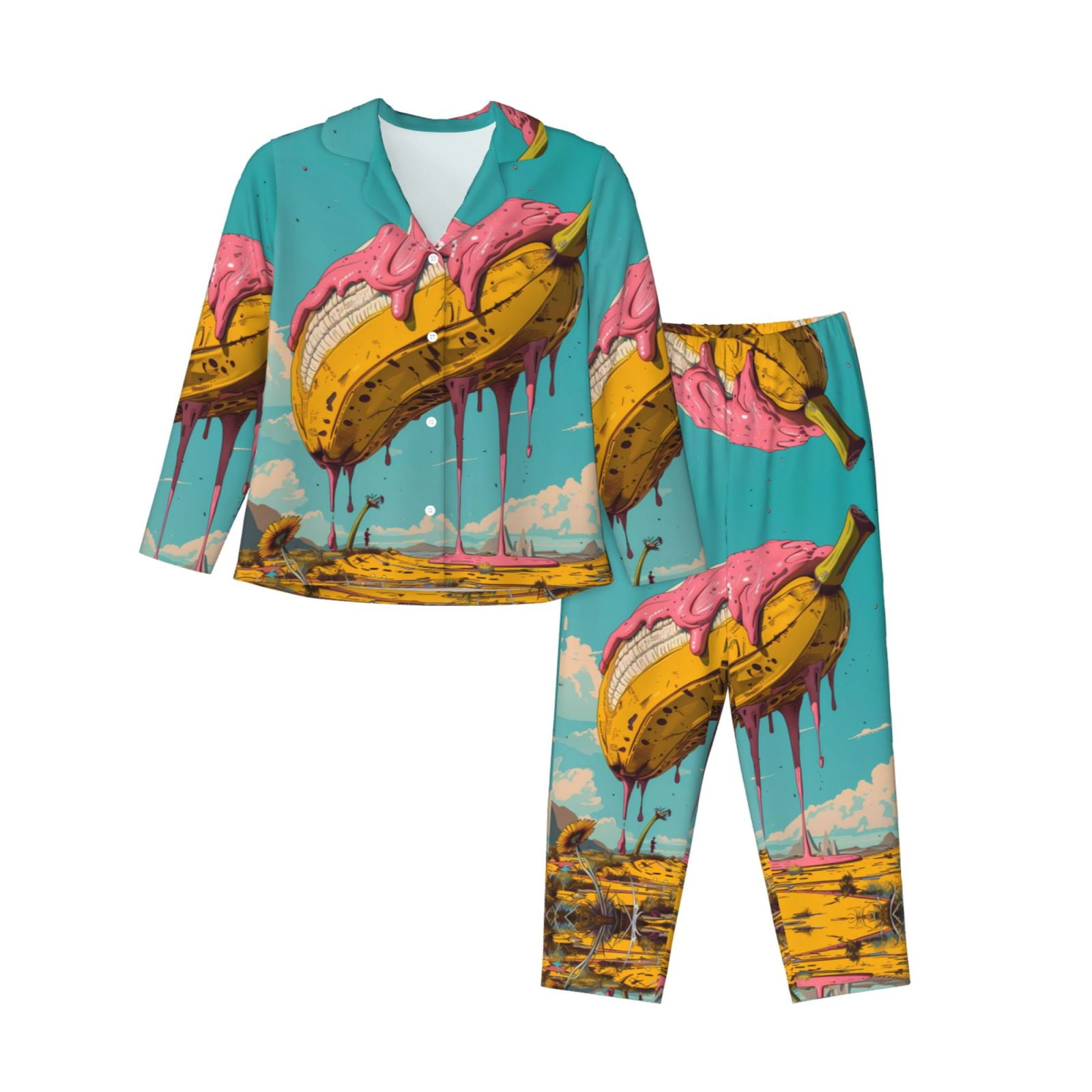 2 Piece Womens Pajama Sets - Melting Banana Fantasy Soft Sleepwear ...