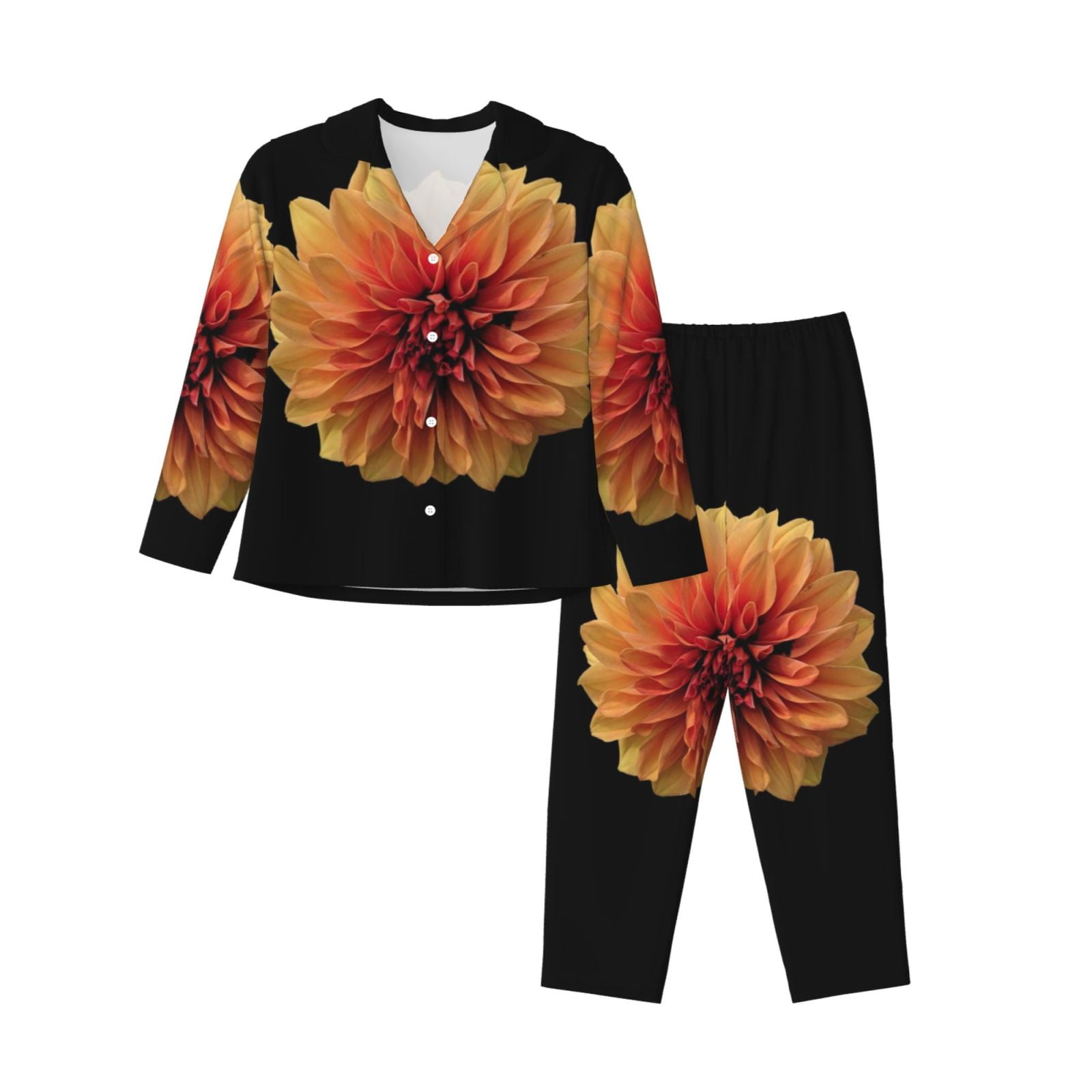 2 Piece Womens Pajama Sets - Orange Dalia Soft Sleepwear Comfy Pajamas ...