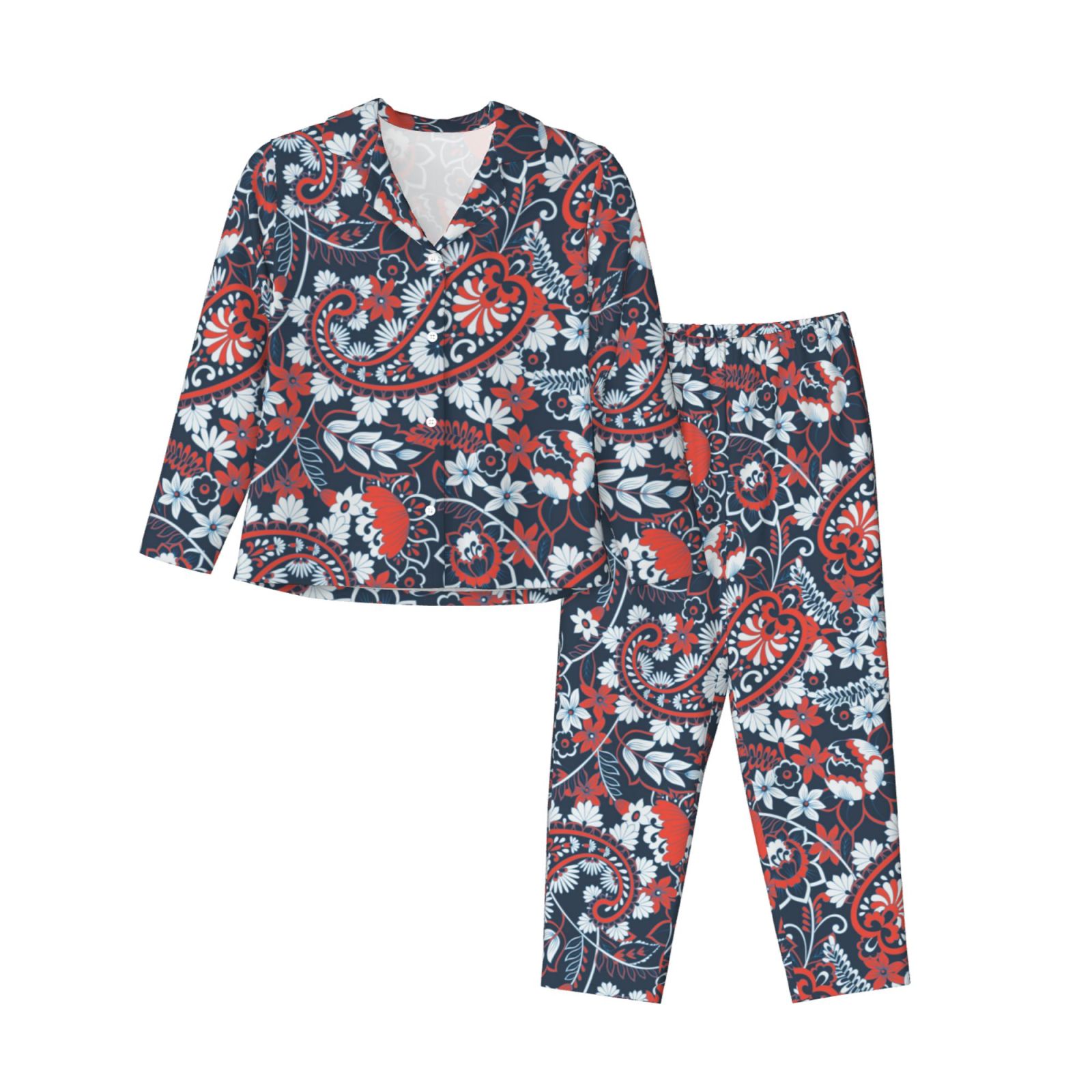 2 Piece Womens Pajama Sets Paisley Print No.J92 Soft Sleepwear Comfy