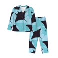 thumbnail image 1 of 2 Piece Womens Pajama Sets - cool stingray Mint green Soft Sleepwear Comfy Pajamas Ladies Pj Lounge Sets with Pockets, Long Sleeve Button Shirt and Pajama Pants Pjs Sets for Women, 1 of 6
