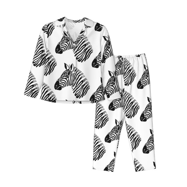 2 Piece Womens Pajama Sets cool zebra black white Soft Sleepwear