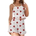 thumbnail image 1 of 2 Piece Womens Pajamas Set BWASD Ribbed Ruffled Cami Top and Shorts Soft Heart Print Home Suit Nightwear Loungewear Comfy Sleepwear Summer Outfits 2026 S-XL Light Ashy, 1 of 4
