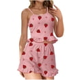 thumbnail image 1 of 2 Piece Womens Pajamas Set BWASD Ribbed Ruffled Cami Top and Shorts Soft Heart Print Home Suit Nightwear Loungewear Comfy Sleepwear Summer Outfits 2026 S-XL, 1 of 4
