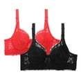 thumbnail image 1 of 2 Piece Womens Underwire Push up Bras Plus Size Floral Lace Full Coverage Bralettes Unpadded Lifting Seamless Bras Multicolor, 34/75BCD, 1 of 4