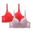 thumbnail image 1 of 2 Piece Womens Underwire Push up Bras Plus Size Floral Lace Full Coverage Bralettes Unpadded Lifting Seamless Bras Multicolor, 38/85BCD, 1 of 4