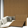thumbnail image 1 of 2-Piece Wood Slat Acoustic Panels for Stylish Decor and Noise Reduction, 23.62x23.62 Inch Wood Panels for Wall for Interior Wall Decor, 3D Wood Slat Wall Panel/Fluted Sound Absorbing Panel, Teakwood, 1 of 7
