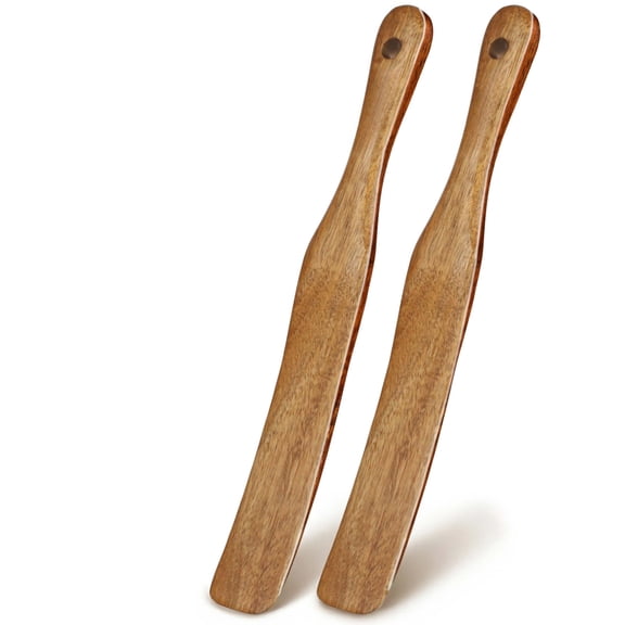 2-Piece Wooden Skinny Spurtle Set For Jar Stirring, Serving Soft Foods