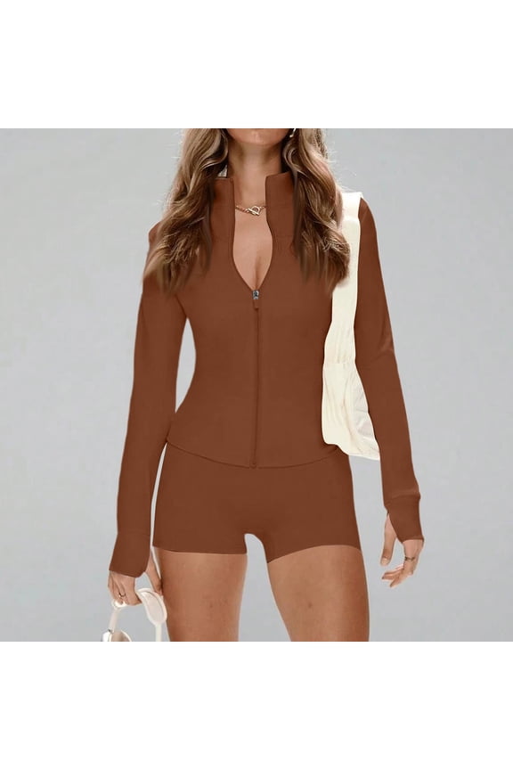 2 Piece Workout Sets for Women High Waisted Seamless Shorts Crop Top Jacket Gym Yoga Outfit Stretchy Sports Set