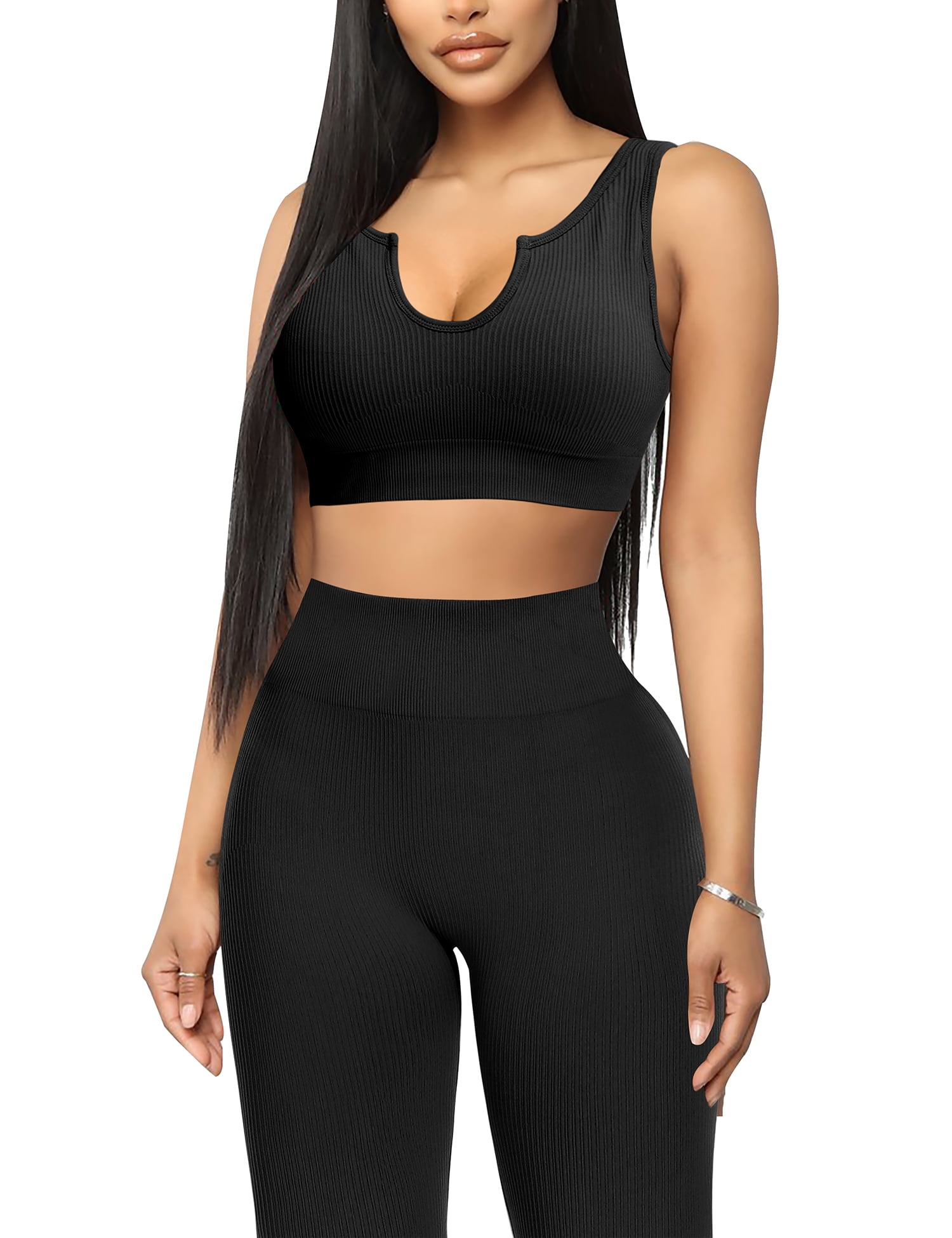 Ourgifts Workout Sets for Women 2 Piece Outfits Seamless High Waisted  Workout Shorts Women with Sports Bra Sets Gym Clothes, Black, Small :  : Clothing & Accessories