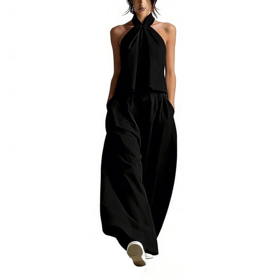 2 Piece Workout Sets for Women Summer Round-Neck Sleeveless And Long Pants Casual 2PC Sets