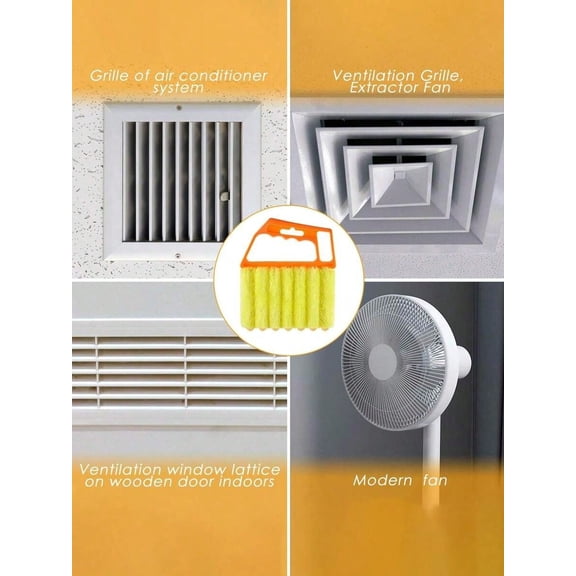 2-Piece Yellow & Blue Handheld Blind & Vent Cleaner Removable Microfiber Brush for Car Windows, AC Vents & Curtains