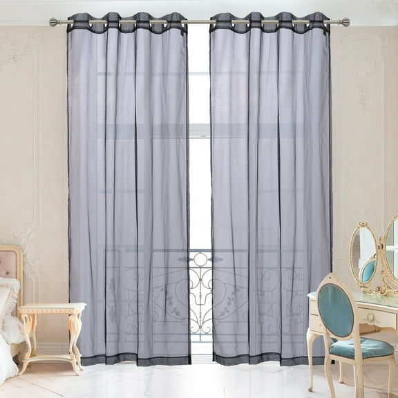 2 Piece Yellow Window Sheer Curtains Grommet Panels 54" X 84" Total 108" X 84" Inch Length for Bedroom/Living Room