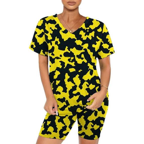 2 Piece Yoga Outfits for Women Fashion Casual Spring Summer Short Sleeve Round-Neck Blouses & Shirts Sets Two Piece Summer Sets