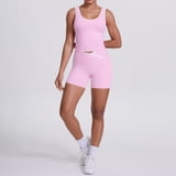 2 Piece Yoga Shorts Set for Women with Cross Back Top & High Waist ...