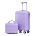 thumbnail image 1 of 2 Piece in ABS Spinner Wheel Luggage Sets, Hardside Suitcase with Combination Lock,20 inch Carry On Luggage 14 inch Cosmetic Case, 1 of 8