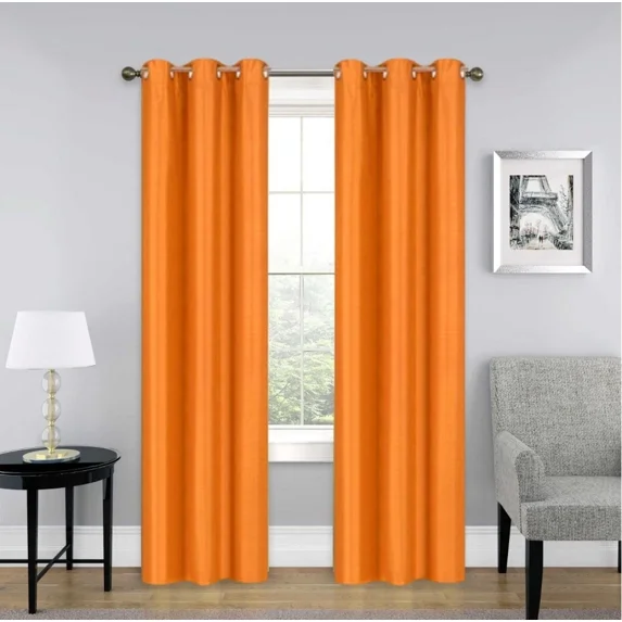 Gorgeous Home Linen 100% Blackout Window Curtain Drapes For Bedroom Living Room Orange Set of 2 panels 35" wide X 84" long