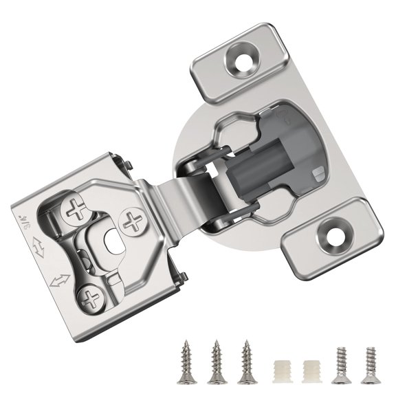 2 Pieces 1/4" Small Overlay Concealed Face Frame Hinges, 105° Open Angle 4 Level Soft Close Screw On Compact Cabinet Hinge,for Face Frame Door, Soft Close On/Off Switch, Self Closing