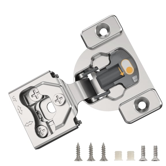 2 Pieces 1/4" Small Overlay Concealed Face Frame Hinges, 105° Open Angle 4 Level Soft Close Screw On Compact Cabinet Hinge,for Face Frame Door, Soft Close On/Off Switch, Self Closing