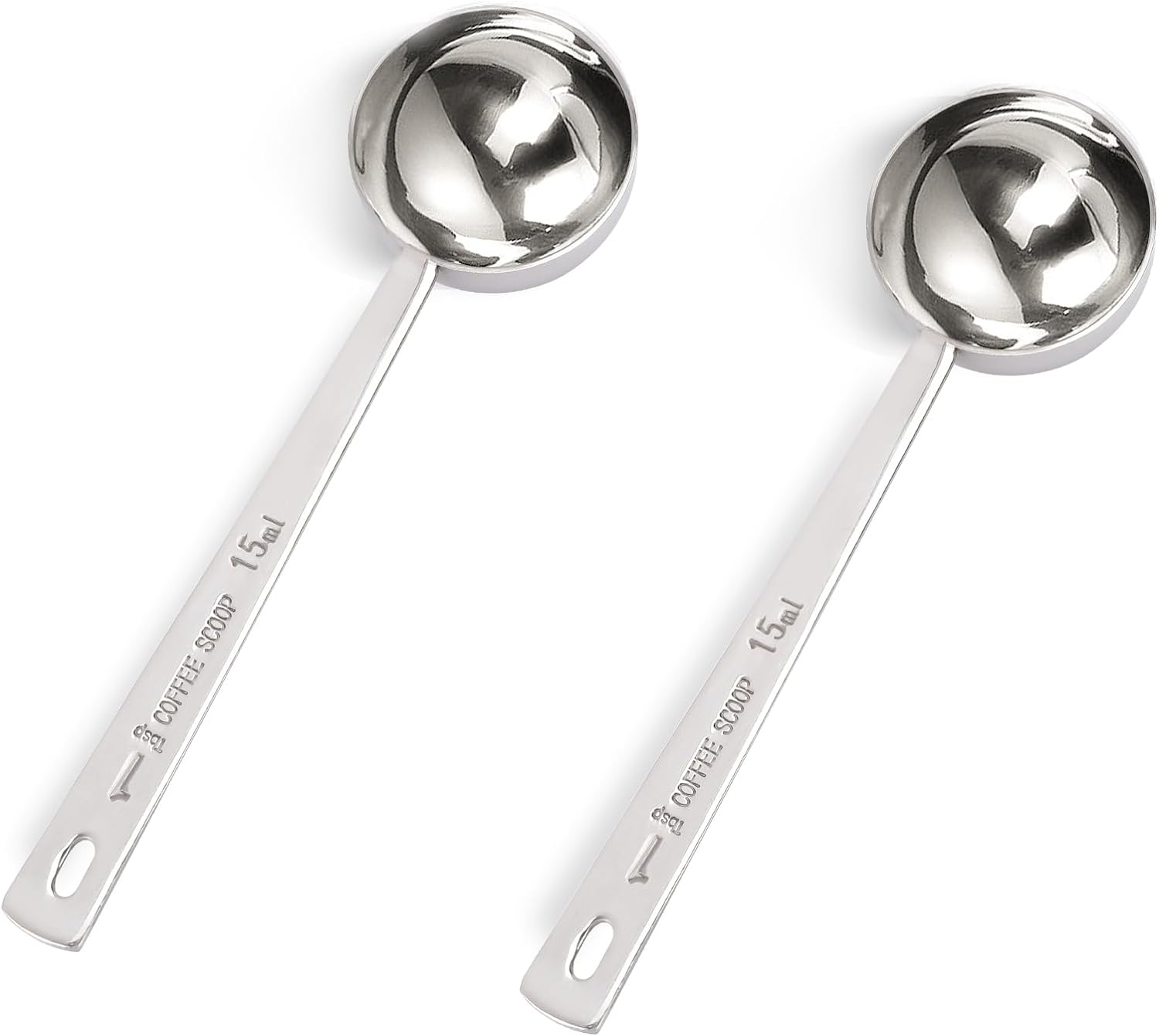 2 Pieces 1 Tablespoon Scoops with Long Handle, 15 ml Stainless Steel