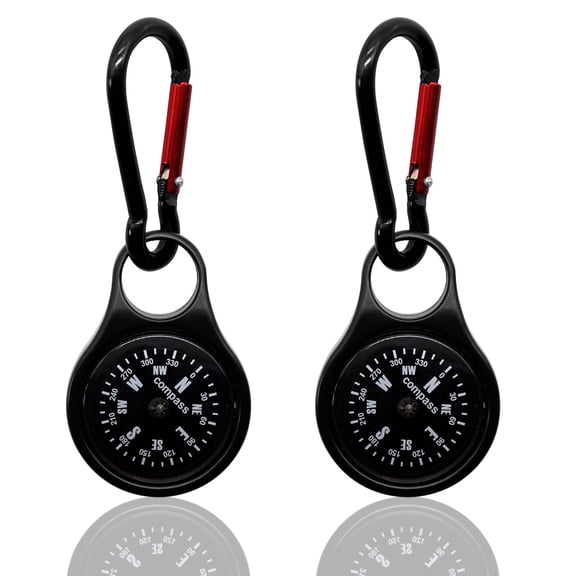 2 Pieces 2 in 1 Zinc Alloy Clip-on Direction Guide Keychain Holder Hook Emergency Kit Tools for Outdoor Camping Hiking Hunting Mountaineering