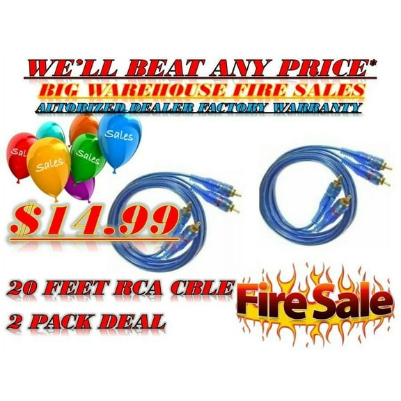 2 Pieces 20 Feet RCA ABSOLUTE Cable Stereo Patch Car Home Audio Amplifier