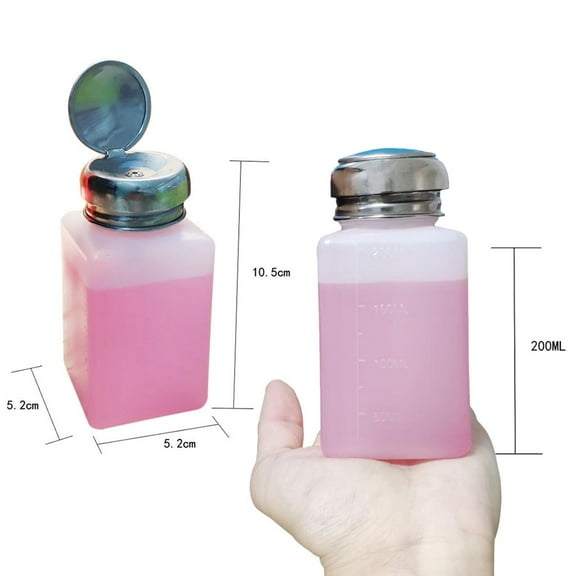 2 Pieces 200ml Push Down Pump Bottle, Refillable Container for and Cleansing Liquid (5.2 x 5.2 x 10.5cm)