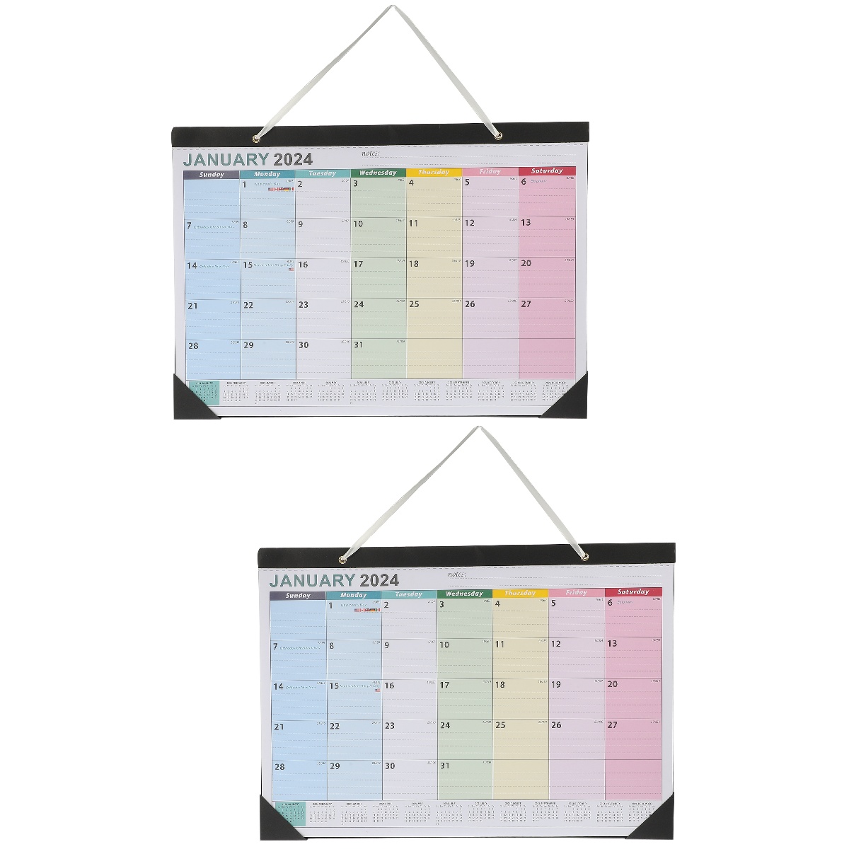 2 Pieces 2024 Wall Calendar Monthly Planner Calendars Turn The Page