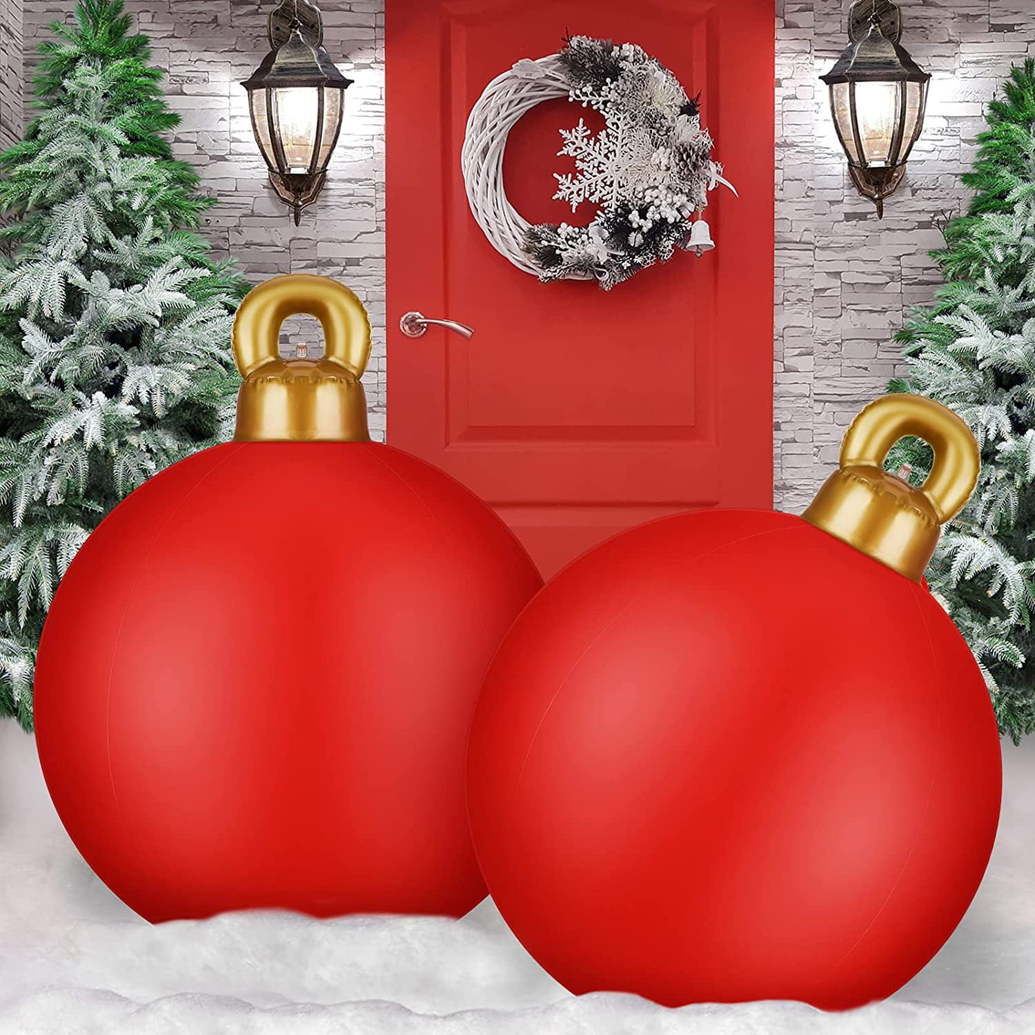 2 Pieces 24 Inch Giant PVC Inflatable Christmas Decorated Ball
