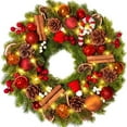 thumbnail image 1 of 18” Pre-Lit Christmas Wreath,Artificial Christmas Wreaths for Front Door Decorated with Pine Cones, Red Berries,Xmas Wreath for Outdoor Indoor Decorations, 1 of 7