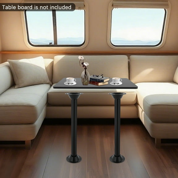 2 Pieces 27-Inch Black Aluminum Alloy Rv Table Leg Belt Mounting Base Heavy-Duty Support Stable Camping Table Rack