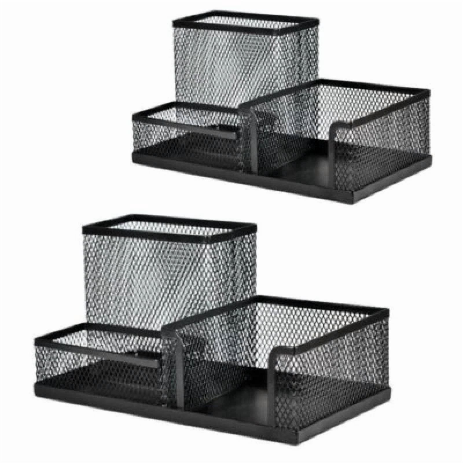 2 Pieces 3 Compartments Mesh Pen Holder Desk Organizers Caddy And Accessories