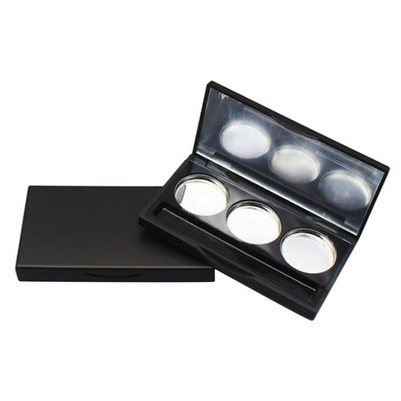 2 Pieces 3 Grid Empty Eyeshadow Box, Makeup Container Case Round Aluminum Pans Cosmetics Eye Shadow sub Boxes Women Girls