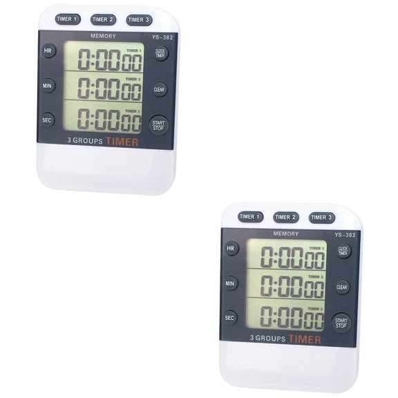 2 Pieces 3 Line Display Stopwatch Cooker Timer for Kids Visual Adult