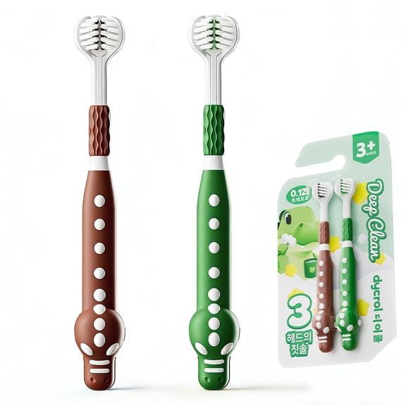 2 Pieces 3 Sided Kids Toothbrush, Three Bristles for Child Toothbrush, Autism Soft Bristles Toothbrush