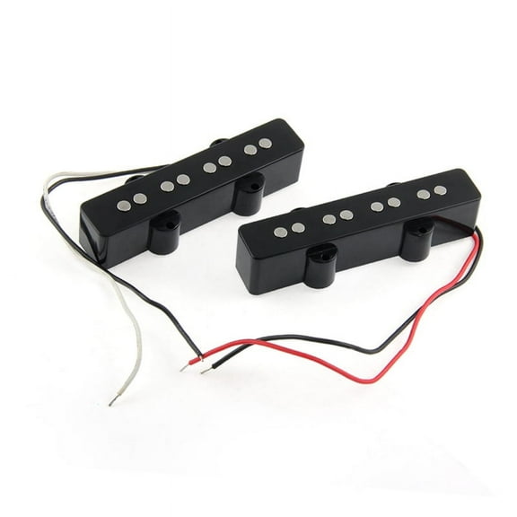 2 Pieces 4-String Noiseless Open Style Pickup for Jazz Bass Guitar Replacement Parts Black