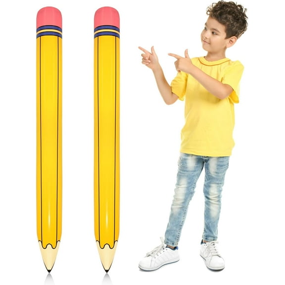 2 Pieces 44 Inch Giant Inflatable Pencils Balloon Back to Dimensional Pencils Balloon Graduation Party Decoration for Back to Classroom Garden Room Birthday Party Decorations