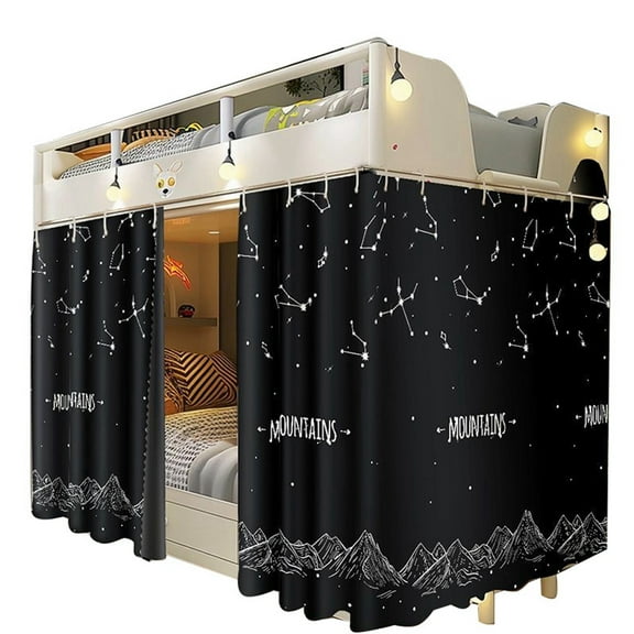 2 Pieces 45*78in Bunk Bed Curtains Dorm Home Blackout Privacy Bed Cloth Curtain Shading Breathable Dustproof Bed Canopy with Rope and Buckles for Dorm Loft Bed Single Sleeper