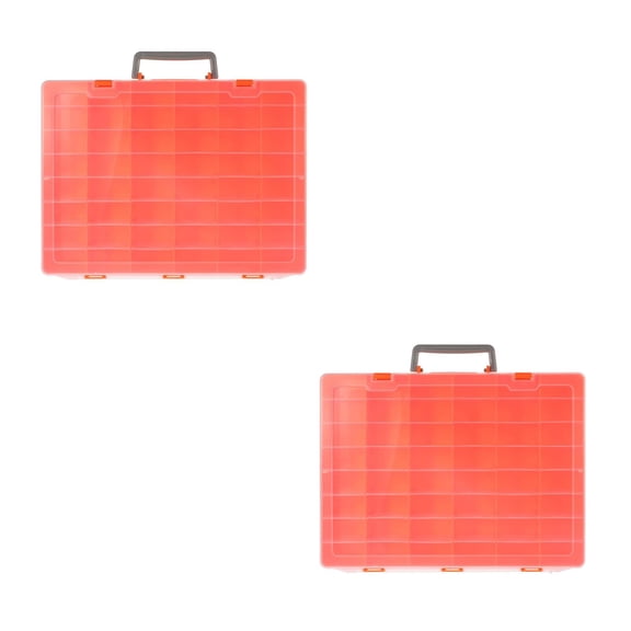 2 Pieces 48 Grid Storage Box Big Bins with Lids Parts Tool Organizer Boxes Orange