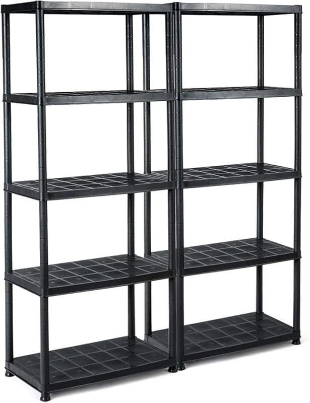 2 Pieces 5-Tier Ventilated Shelving Storage Rack, Free Standing Multi ...