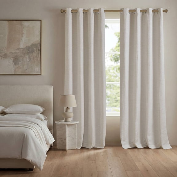2 Pieces 52x84" 100% Polyester Total Blackout Window Panel,White