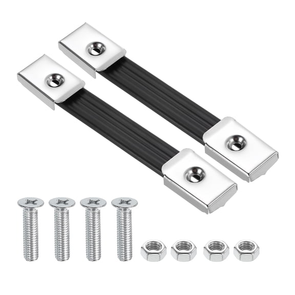 2 Pieces 6.3 Inches Speaker Cabinet Strap Handles, Handle Pull Metal Caps Buckle Grasp Strap Hardware for Speaker Flight Case, Silver