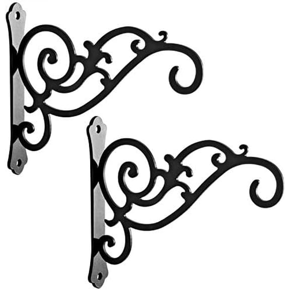2 Pieces 6-Inch Outdoor Indoor Small Decorative Iron Wall Hooks for Hanging Lanterns Solar Lights Hummingbird Feeders Wind Chimes Hangers, Black