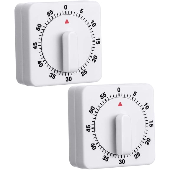 2 Pieces 60 Minute Visual Kitchen Timer Hour Mini Countdown Mechanical Timer Loud Voice for Kitchen, Homework, Exercise