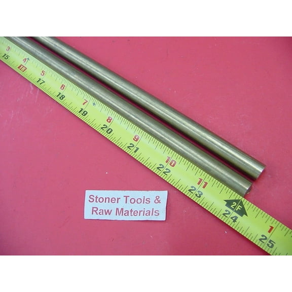 2 Pieces 7/16" C360 Brass Solid Round Rod 24" Long New Lathe Bar Stock H02 .437"