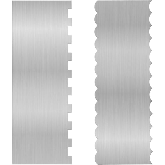 HAUTLLAIF 2 Pack Stainless Steel Cake Scraper, 8.7 Inch Double Sided Patterned Edge Cake Comb, Buttercream Smoother Frosting Scraper for Cake Decorating Baking Tools