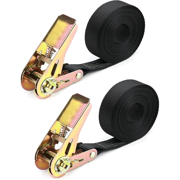2 Pieces 800kg Ratchet Tie Down Straps, Ratchet Strap, 6m x 25mm, for Motorcycle, Car, Trailer, Luggage