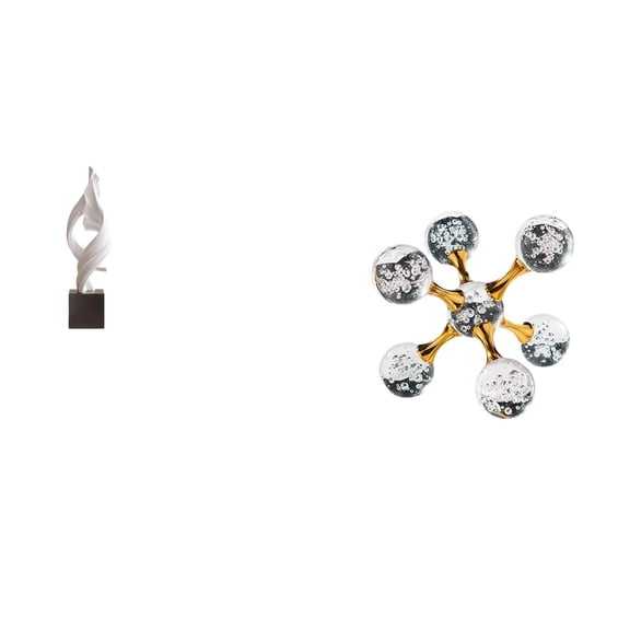 2 Pieces Abstract Art Statue Bubble Sphere Sculpture Resin Material Home Office Desk Ornament Living Room Decor