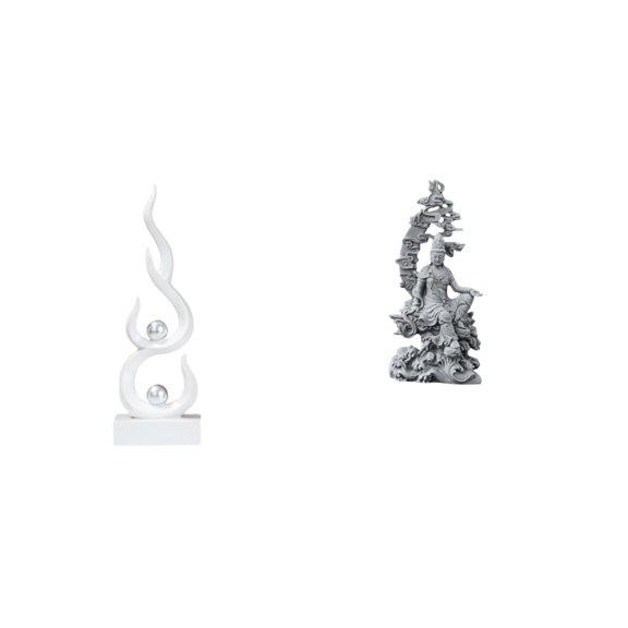 2 Pieces Abstract Art Statue Guan Yin Figurine Resin Craft for Office Bookshelf Living Room Gift Decoration