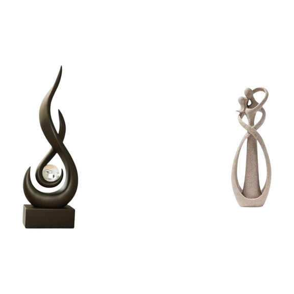 2 Pieces Abstract Fire Sculpture Embracing Couple Figurine Resin Art Ornament for Living Room Wedding Display Lovers