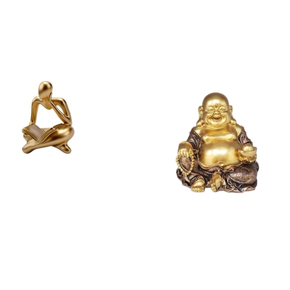 2 Pieces Abstract Reader Figurine Buddha Statue Human Decor Resin Material Office Living Room Shelf Display